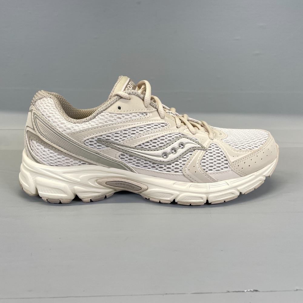 Saucony Grid Ride Millennium Shoes Mens Size 7.5 Cream Mesh Lace Up Sneakers